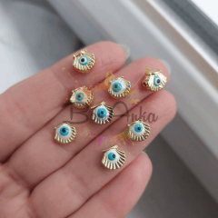 1 cm Nazar Boncuklu Deniz Kabuğu Ara Aparat