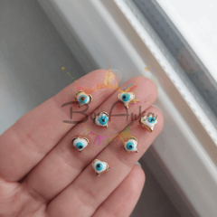 0,7 cm Nazar Boncuklu Kalp Ara Aparat