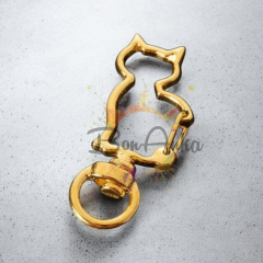 (1 adet) Altın Renk Kedi Model Anahtarlık