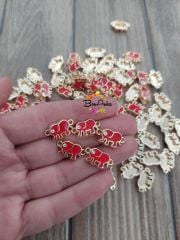 (1 adet) Kırmızı Renk Çift Kulplu Fil