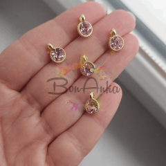 0,8 cm Tek Kulplu Pembe Taşlı Ara Aparat