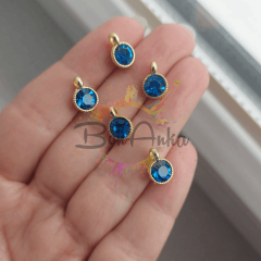 0,8 cm Tek Kulplu Koyu Mavi Taşlı Ara Aparat