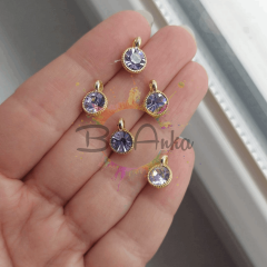 0,8 cm Tek Kulplu Lila Taşlı Ara Aparat