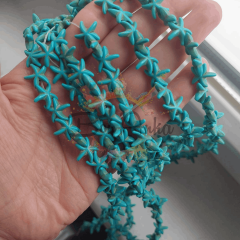15x15 mm Sıkma Doğal Taş Turkuaz Yıldız Boncuk