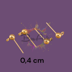 (1 çift - 2 adet) Altın Renk Top Model Çelik Küpe Aparatı