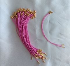 (1 adet) Pembe Renk, Gold Uçlu, Kore Asansörlü Bileklik - 012
