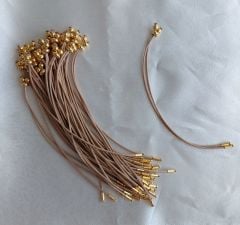 (1 adet) Açık Kahverengi Renk, Gold Uçlu, Kore Asansörlü Bileklik - 015