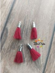 (1 adet) Gümüş Metal Uçlu Bordo Renk Püskül - 003