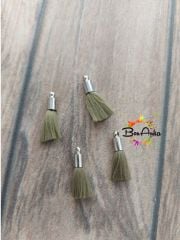 (1 adet) Gümüş Metal Uçlu Haki Renk Püskül - 005