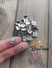 (5 çift - 10 adet) 8 mm Nikel Kaplama Dikdörtgen Deri Kapama