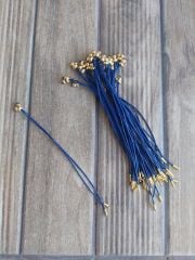 (1 adet) Mat Lacivert Renk, Gold Uçlu, Kore Asansörlü Bileklik - 018