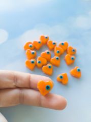 Turuncu Renk Gözlü Kalp Boncuk - 002