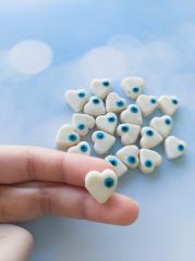 Krem Renk Gözlü Kalp Boncuk - 003