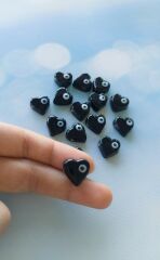 Siyah Renk Gözlü Kalp Boncuk - 005