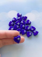 Lacivert Renk Gözlü Kalp Boncuk - 006