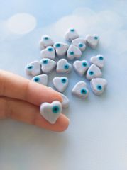 Gri Renk Gözlü Kalp Boncuk - 010