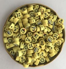 10 Adet - Sarı Karışık Emoji - Polimer Fimo Boncuk