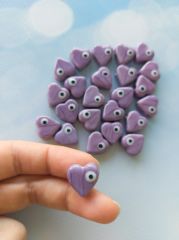 Mor Renk Gözlü Kalp Boncuk - 012