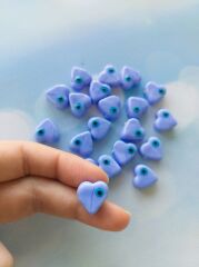 Mavili - Morlu Renk Gözlü Kalp Boncuk - 014