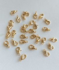 (1 adet)  24 Ayar Parlak Altın Kaplama 501 - 10 mm Papağan Klips