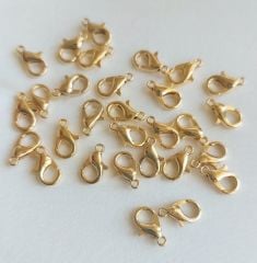 (1 adet)  24 Ayar Parlak Altın Kaplama 502 - 12 mm Papağan Klips