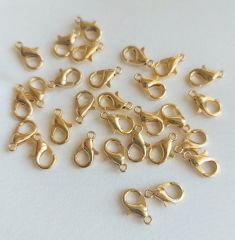 (1 adet)  24 Ayar Parlak Altın Kaplama 502 - 12 mm Papağan Klips