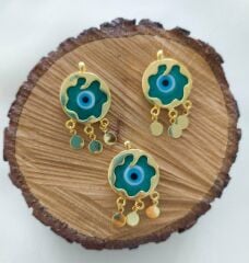 Yeşil Renk - Murano Çerçeveli Nazar Kolye ve Küpe Aparatı