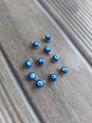 (1 adet) 316 L Çelik Lacivert Tek Kulplu Mineli Nazar