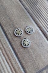 316 L Çelik Beyaz Tek Kulplu Taşlı Yuvarlak Yonca