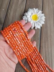 1 Dizi - Turuncu Renk - Küp Kristal Boncuk 022