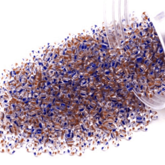 (00930 - Çizgili Şeffaf Mavi Kırmızı) 5 gram Kum Boncuk