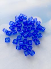 Lacivert Renk Buzlu Kare Cam Boncuk