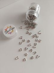 (25 Adet) Bileklik, Kolye, Küpe, Takı Tasarım Gümüş Renk Minimal Kıskaç (U Kapama)