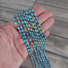 5x7 mm Mavi Çek Cam Boncuk 1 Dizi