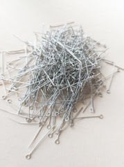 (3 cm - 10 Gram) Gümüş Renk Halka Başlı Pirinç Takı Çivisi