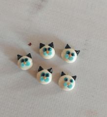Krem Renk Kedi Murano Cam Boncuk 1 adet