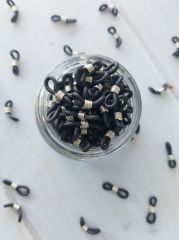 Siyah Gümüş Metalli Gözlük Lastiği (5 çift - 10 adet)