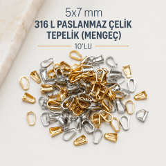 5x7 mm 316 L Paslanmaz Çelik Tepelik (Mengeç) 10'lu