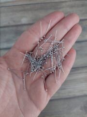(2 cm - 10 Gram) Gümüş Renk Top Başlı Pirinç Takı Çivisi
