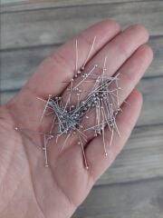 (2 cm - 10 Gram) Gümüş Renk Top Başlı Pirinç Takı Çivisi