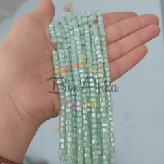 4 mm Açık Mint Yeşili Renk Küp Kristal Cam Boncuk 1 Dizi
