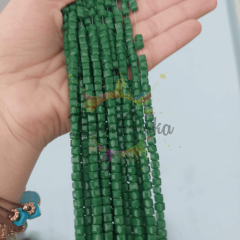 4 mm Koyu Çimen Yeşili Renk Küp Kristal Cam Boncuk 1 Dizi