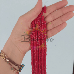 4 mm Koyu Kırmızı Renk Küp Kristal Cam Boncuk 1 Dizi