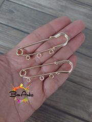 3 Halkalı Gold Kararmaz Kaplama İskoç İğnesi