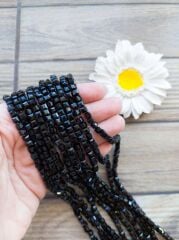 1 Dizi - Siyah Renk - Küp Kristal Boncuk 002