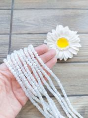 1 Dizi - Beyaz Renk - Küp Kristal Boncuk 005