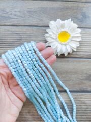 1 Dizi - Açık Mavi Renk - Küp Kristal Boncuk 008