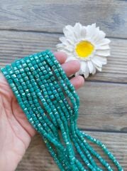 1 Dizi - Yeşil Renk - Küp Kristal Boncuk 010