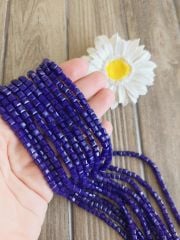 1 Dizi - Saks Mavi - 2 Renk - Küp Kristal Boncuk 015