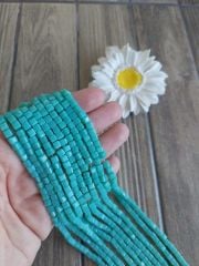 1 Dizi - Turkuaz Renk - Küp Kristal Boncuk 016